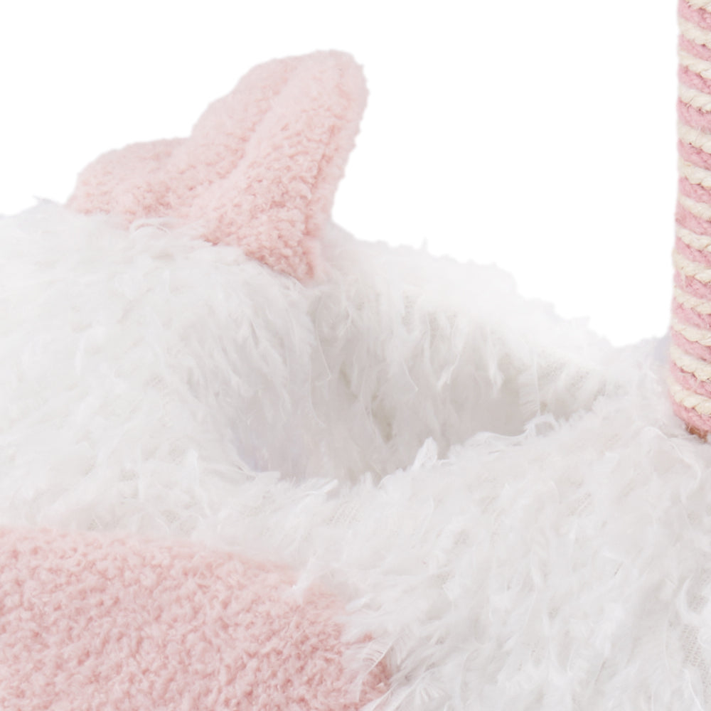 Flamingo Cat Scratching Post with Sisal Rope, Cozy Nest & Hanging Toy Ball – Space-Saving Design