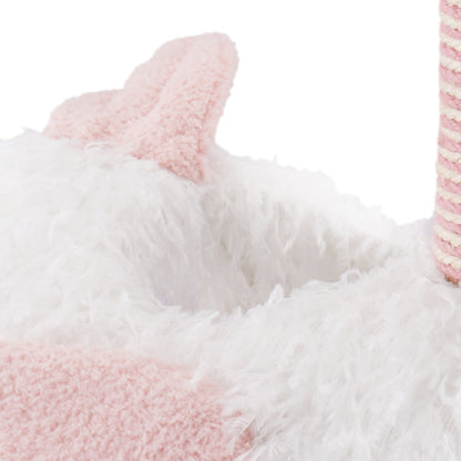 Flamingo Cat Scratching Post with Sisal Rope, Cozy Nest & Hanging Toy Ball – Space-Saving Design