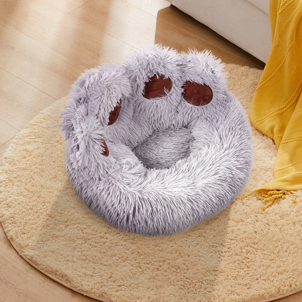 Soft Plush Round Pet Bed – Medium Size 50cm, Anti-Slip Base
