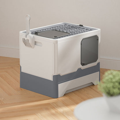Enclosed Cat Litter Box with Pull-Out Drawer and Scoop – Privacy-Focused, Easy-Clean Design