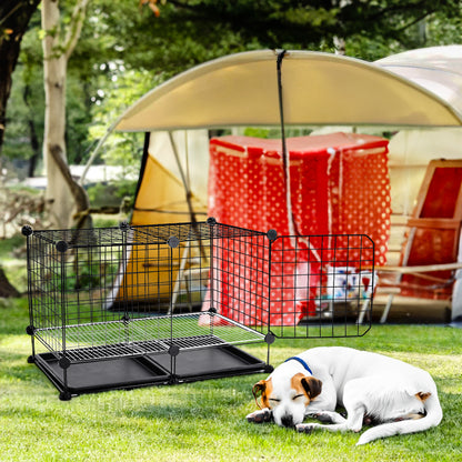 Foldable Black Dog Crate with Dual Removable Trays – Ideal for Small Breeds