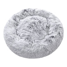 Plush Round Donut Dog Cuddler Bed with Raised Rim and Anti-Slip Base