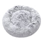 Plush Round Donut Dog Cuddler Bed with Raised Rim and Anti-Slip Base