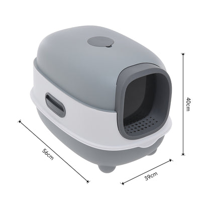 Large Hooded Cat Litter Box with Built-in UV Sterilization and Dual-Entry Design