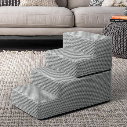 3/4/5-Step Non-Slip Dog Stairs with Washable Corduroy Cover – Grey