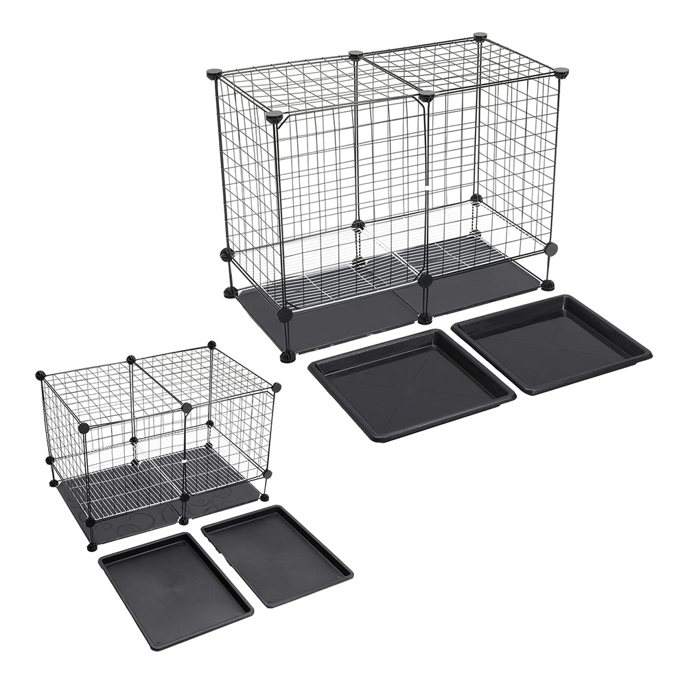 Foldable Black Dog Crate with Dual Removable Trays – Ideal for Small Breeds