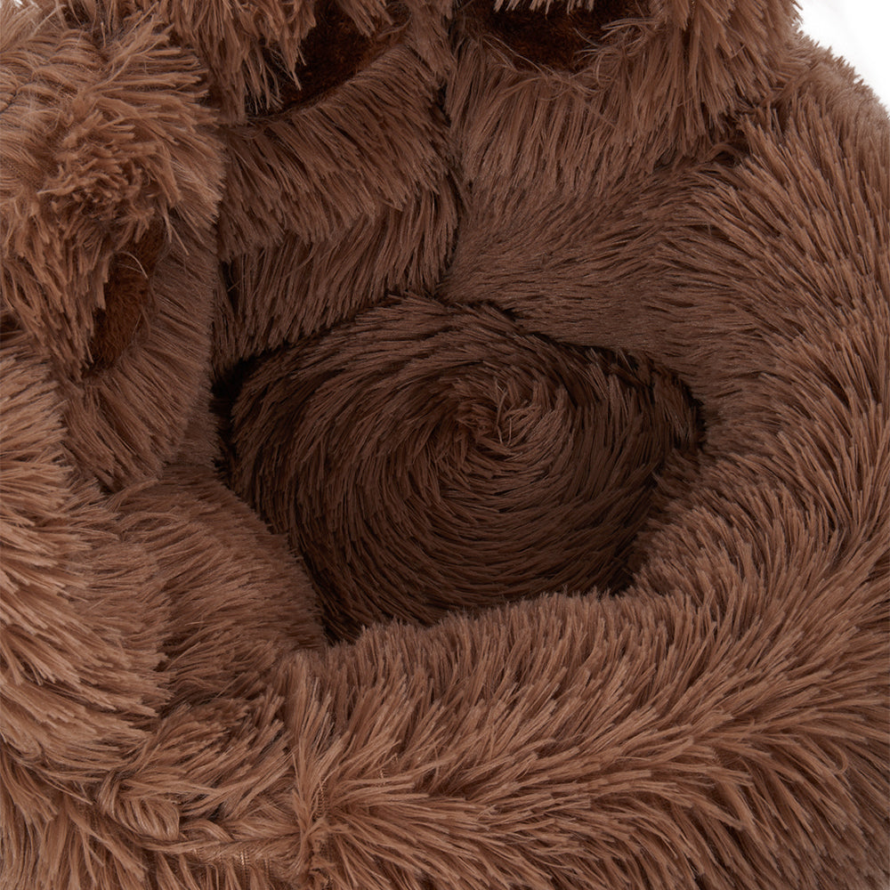 Soft Plush Round Pet Bed with Thickened Filling and Non-Slip Base
