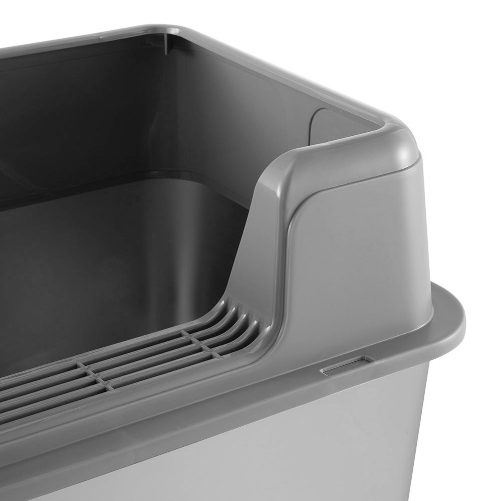 Semi-Enclosed Anti-Splash Cat Litter Box with Stainless Steel Base and Scoop