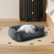 Dark Grey Pet Sleeping Bed – Soft Faux Plush & Suede-Like Fabric with Removable Cushion – Cozy & Comfortable for Cats & Dogs